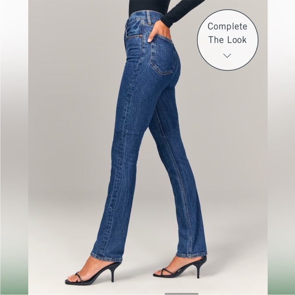 Abercrombie & Fitch Ultra High Rise 90s Slim Straight Jeans Dark Wash - Picture 5 of 12